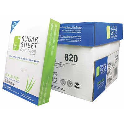 Copy Paper - 100% Sugar Cane Fiber - 20 lb - 8.5 x 11 inch - 500 sheets x 10 reams