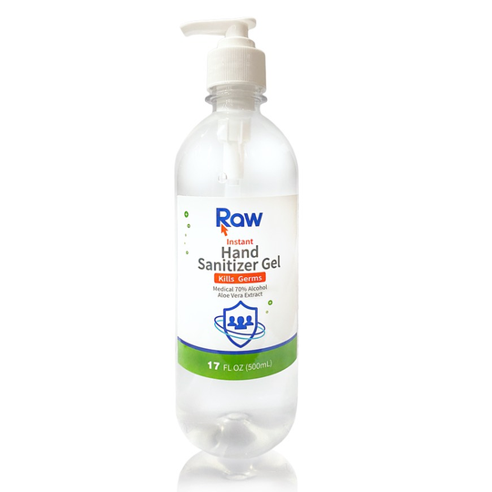The Raw Office, Hand Sanitizer Gel with Pump - Raw Brand - 500 ml (17oz) - Each, 1 EA