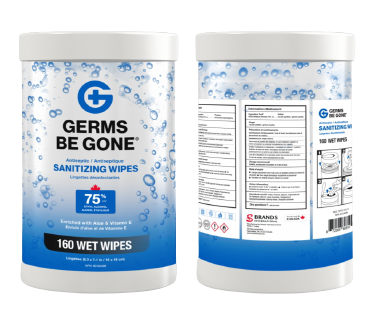 Sanitizing Wipes - Germs Be Gone - 160 sheets - Pack of 6